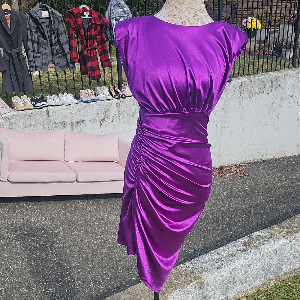 Express Vibrant Purple Asymmetrical Dress